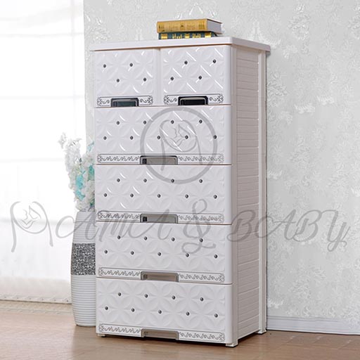 4+2 DRAWER EMBOSSED BEADS PEARL WHITE NA-585188