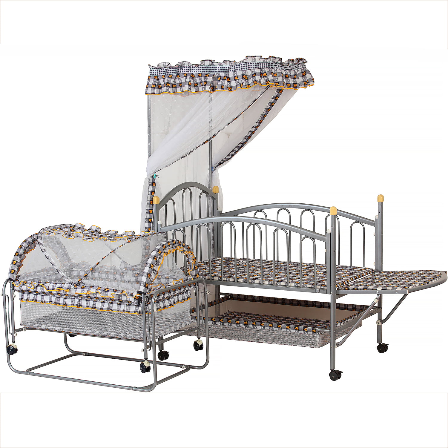 BEAUTIFUL PRINT BROWN 266A METAL COT