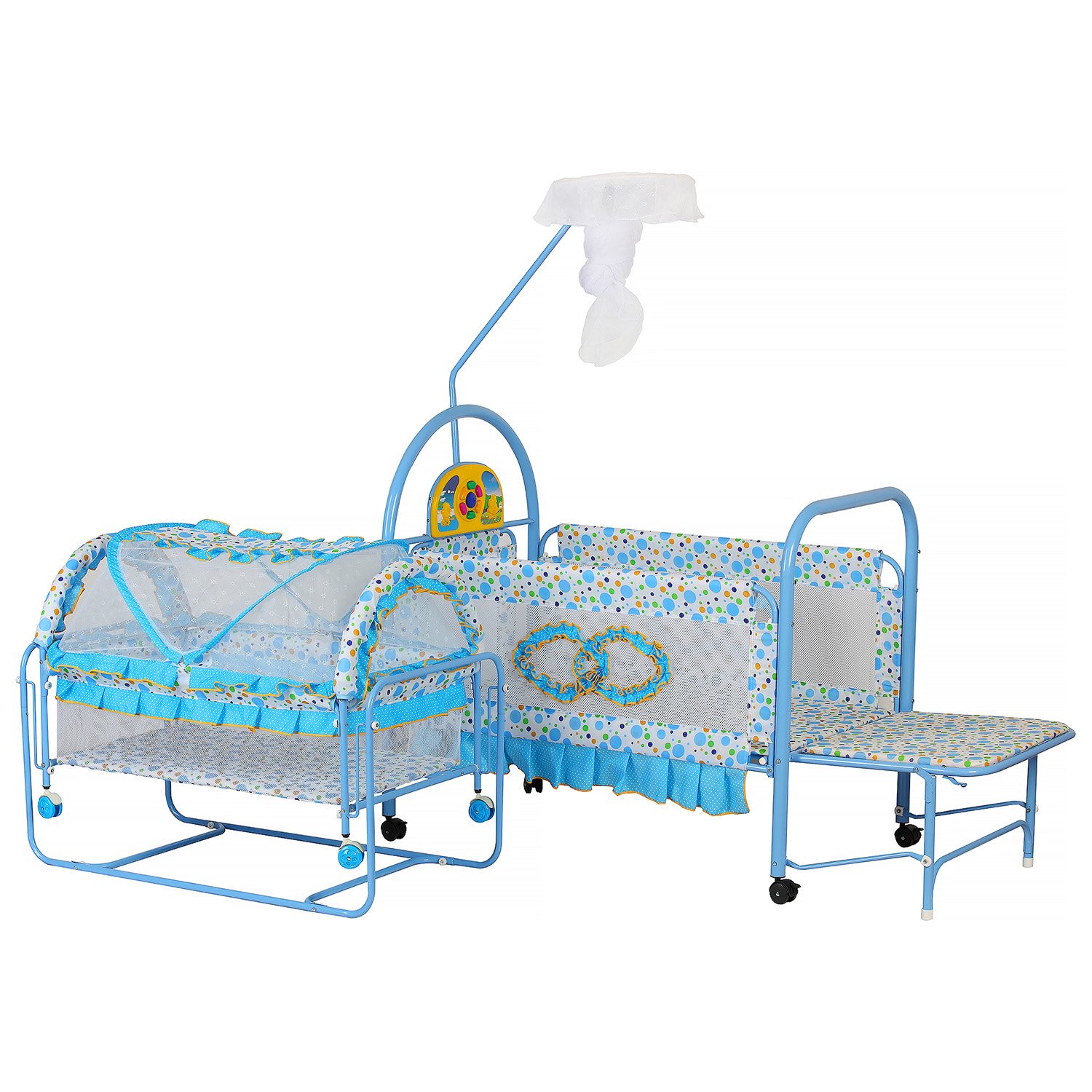 BEAUTIFUL PRINT BLUE METAL COT 256