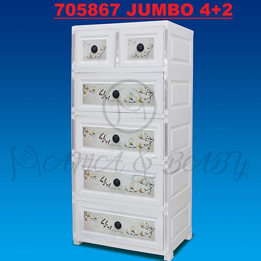 4+2 JUMBO HANDLE DRAWERS WHITE TREE FLOWER 705867