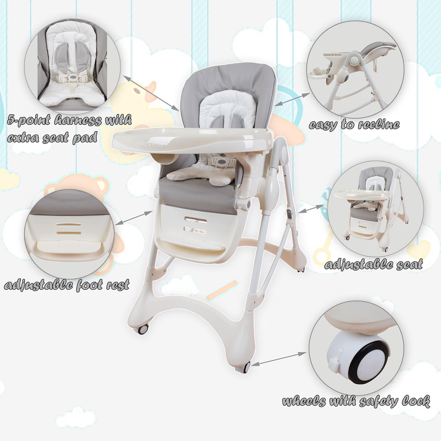 E-102S GRAY HIGH CHAIR