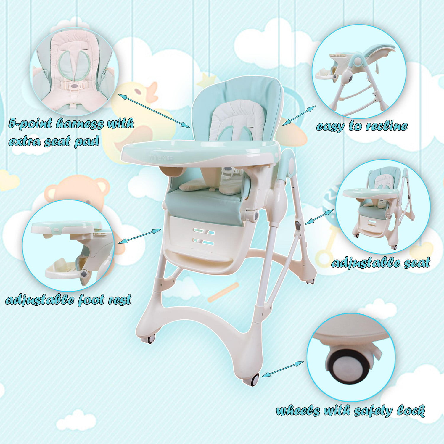 E-102S BLUE HIGH CHAIR