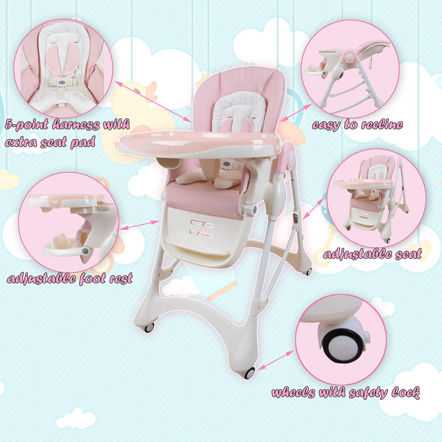 E-102S PINK HIGH CHAIR