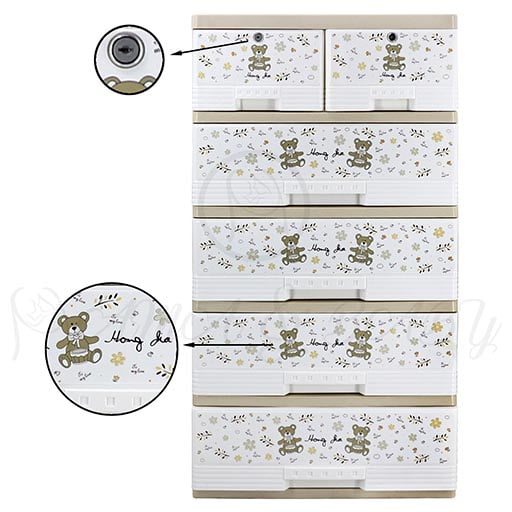 4+2 DRAWER KHAKKI BEAR 6225