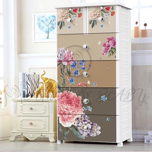 4+2 JUMBO DRAWER COLOURFULL FLOWER GRADIENT COFFE NA-665875