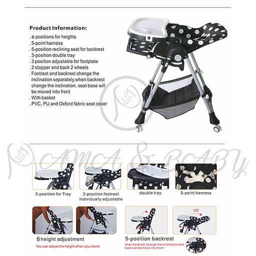 1014-B BLUE PLAIN(19-1) ADJUSTABLE HIGH CHAIR