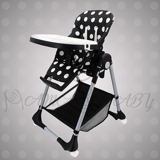 1014-B BLACK POLKA DOTS(19-3) ADJUSTABLE HIGH CHAIR