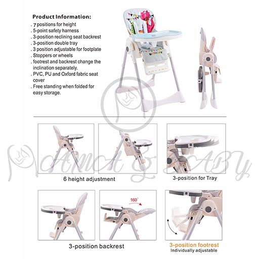 1015-C PINK PANDA (19-5) ADJUSTABLE HIGH CHAIR