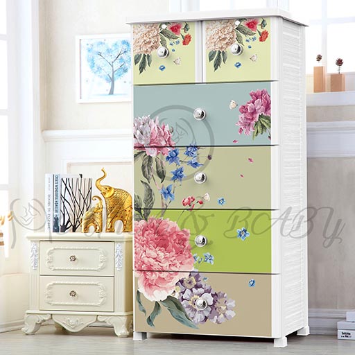 4+2 JUMBO DRAWER COLOURFULL FLOWER GRADIENT GREEN NA-665876