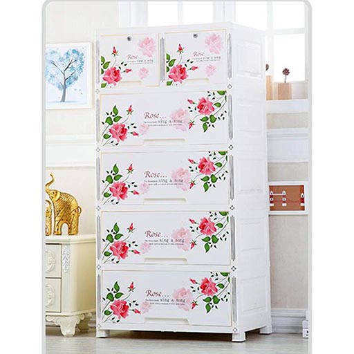 4+2 JUMBO DRAWERS WHITE PINK FLOWER 705873