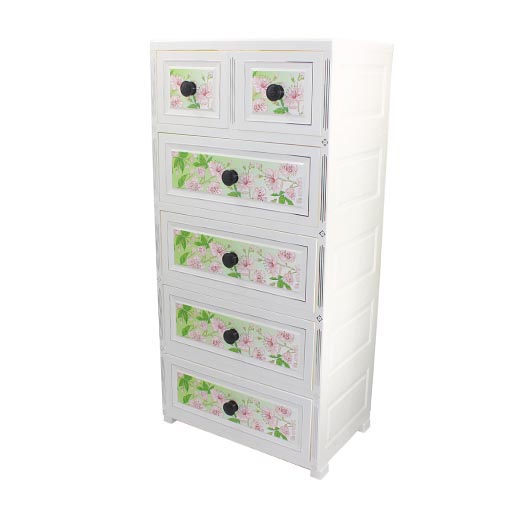 4+2 JUMBO HANDLE DRAWERS WHITE GREEN FLOWER 705863