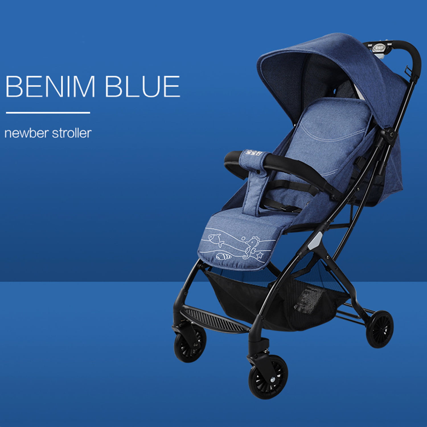 BAOBAOHAO DENIM BLUE SEA HORSE EXCLUSIVE STROLLER S1-291