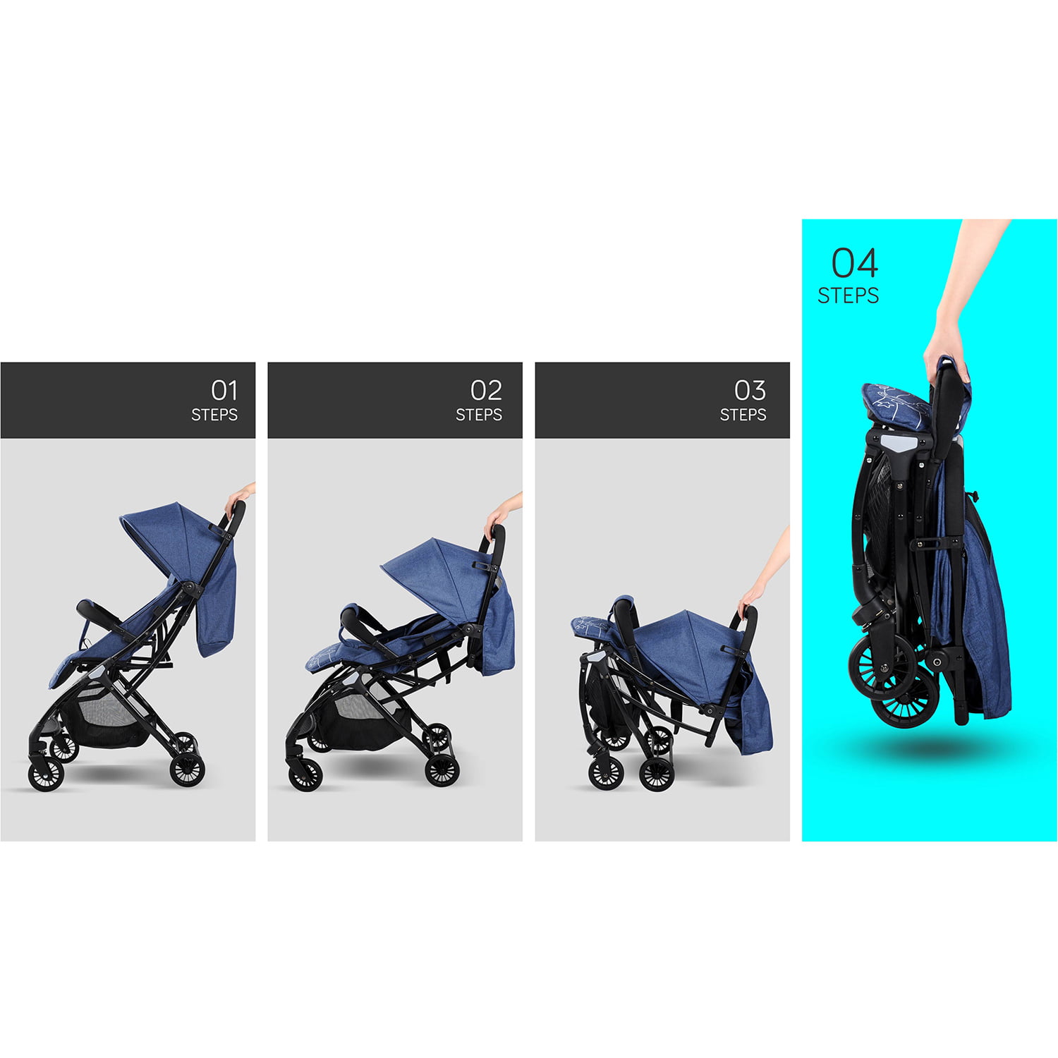 BAOBAOHAO DENIM BLUE SEA HORSE EXCLUSIVE STROLLER S1-291