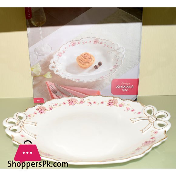 Goldkish Porceline Serving Dish Flat Round 15 - Inch