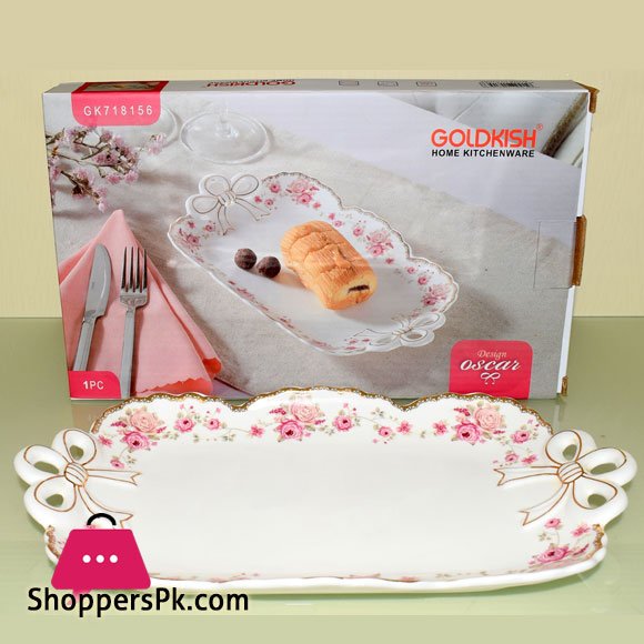 Goldkish Porceline Serving Plate Flat Rectangle 20 - Inch