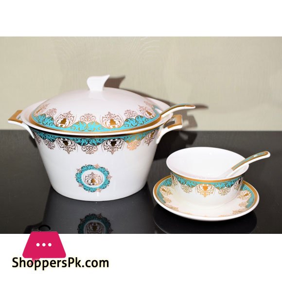 Soup Set With Spoons – Set of 21 - Pieces – Ceramic