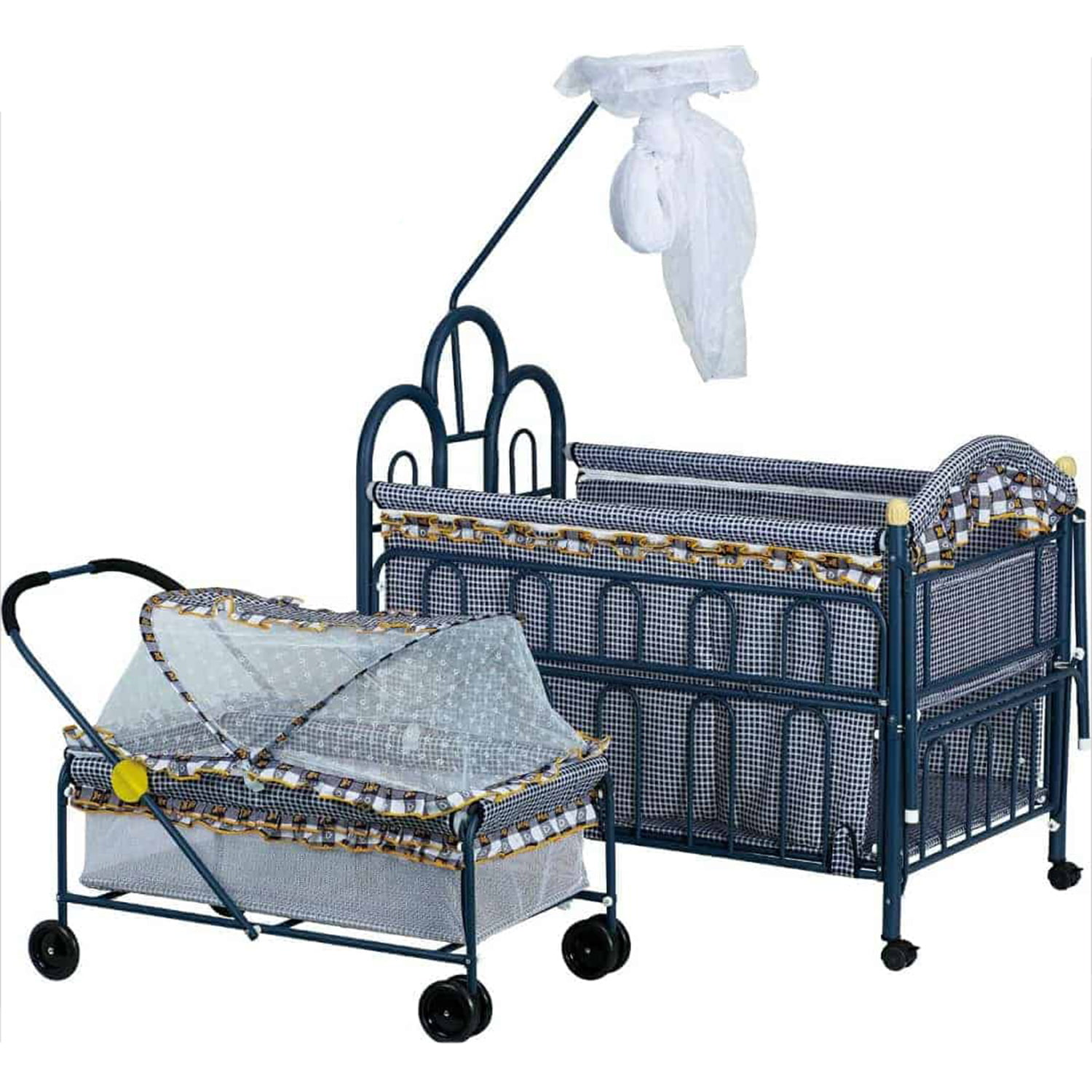 BEAUTIFUL PRINT BLUE METAL COT 227A
