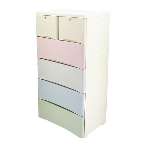 4+2 DRAWERS BLUE/WHITE PLAIN MULTI 6025
