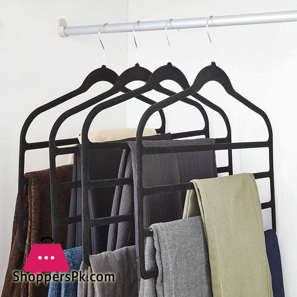Velvet Hanger 4 Layers Trouser Hanger 360 Rotating Chrome Hook 45 x 33 CM