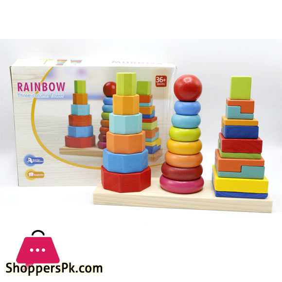 Wooden Three Column Rainbow Tower (KC4290)