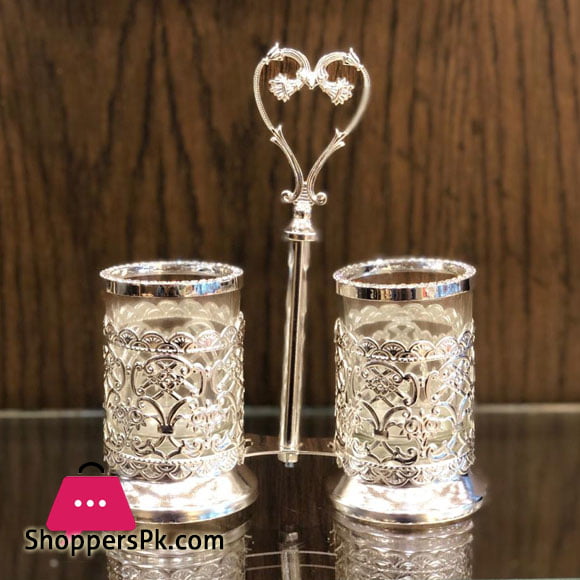 2 x Silver Plated Cutlery Holder for Modern Kitchen & Dining Table