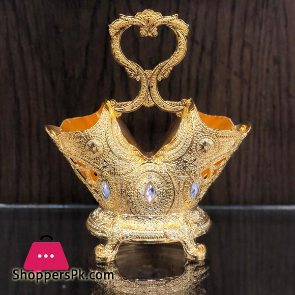 Gorgeous Cutlery Holder 9.5 Inch Gold Plating with Stones