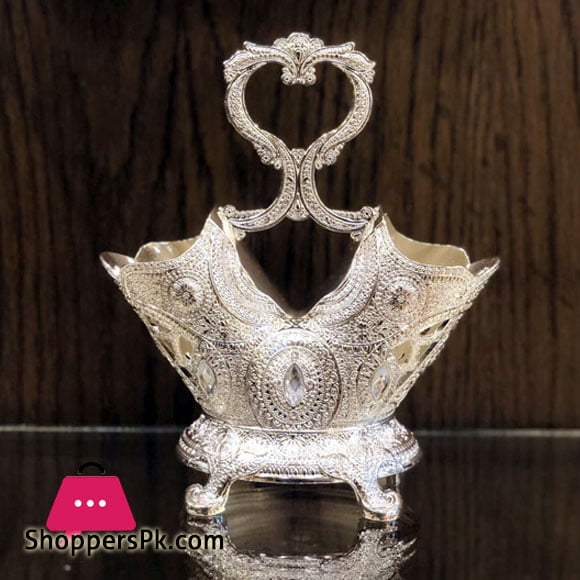 Gorgeous Cutlery Holder 9.5 Inch Silver Plating with Stones