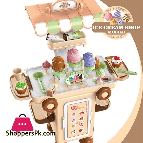 2 IN 1 Pretend Play Ice Cream Shop 51 Pcs Cartoon Bus