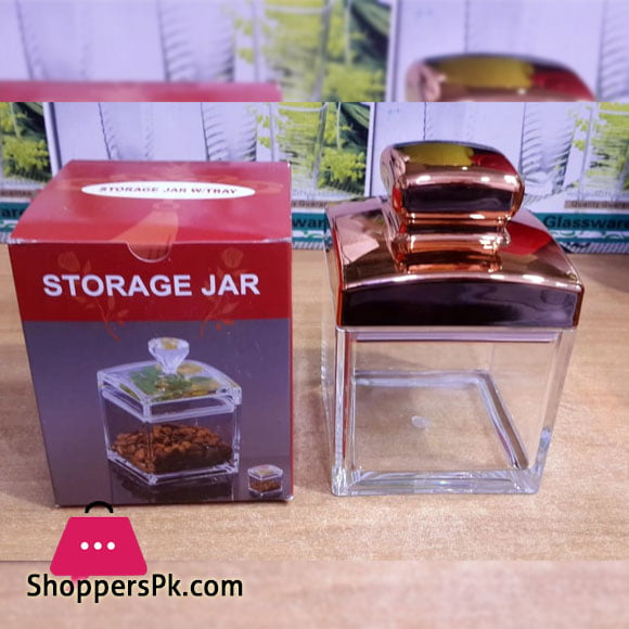 Acrylic Dry Fruit Container Square Shape with Gold Colour Air Tight Lid