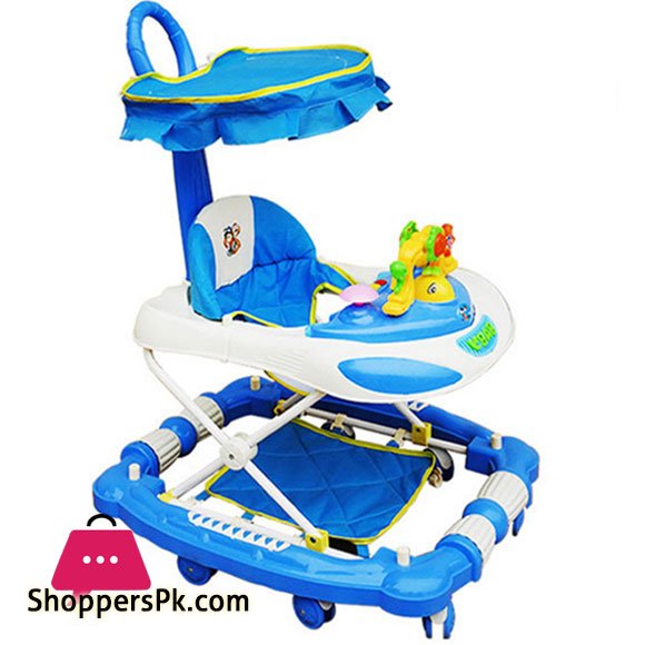 Baby Multi-function Musical Walkers with Push Handle and Umbrella Hood Prevention of O-legs Baby Walker with Floor Mat - 669
