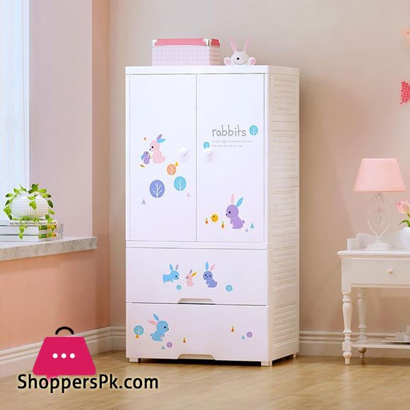 High Quality Baby Clothes Storage Wardrobe with 2 Drawer Cabinet Bunny