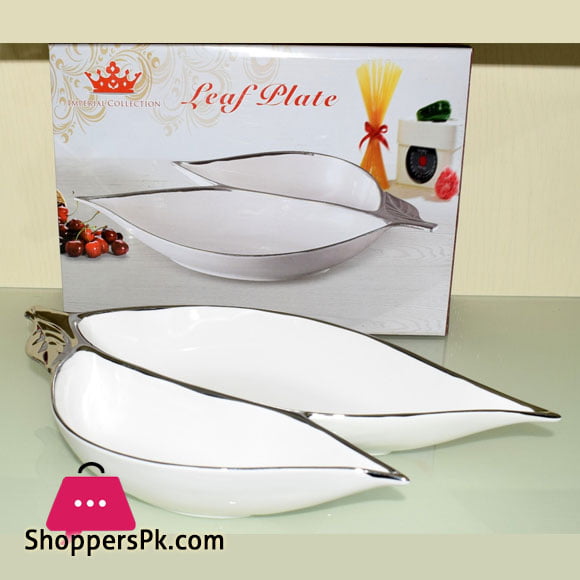 Imperial Collection Leaf Plate 2 Partition 13 Inch Silver / Gold