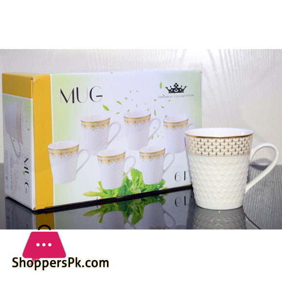 Imperial Collection Tea Cup Gold Print Embossed ( Set of 6 )