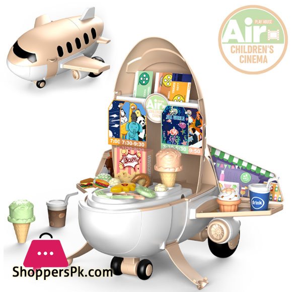 Pretend Play Kids Airplane 2 in 1 Kids Toys Air Cinema 51 Pcs Play Set