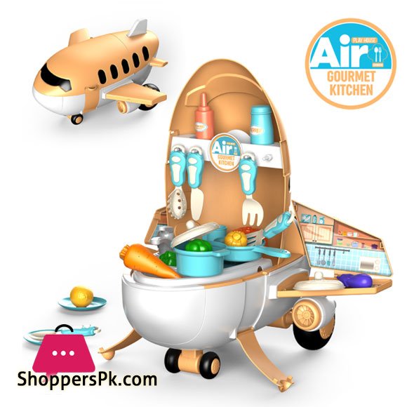 Pretend Play Kids Airplane 2 in 1 Kids Toys Air Gourmet Kitchen 38 Pcs Play Set