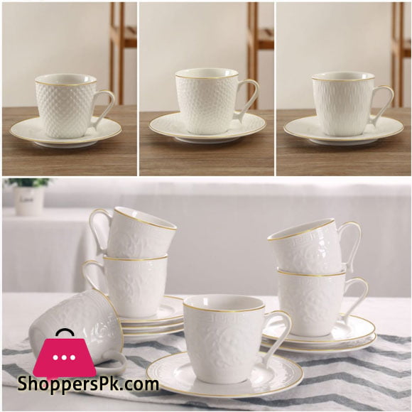 Solecasa 6 Cup and 6 Saucer God Line with Embossed