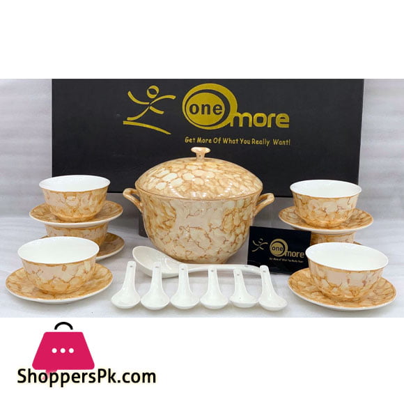 21 Pieces New Bone China Soup Set Marble Design