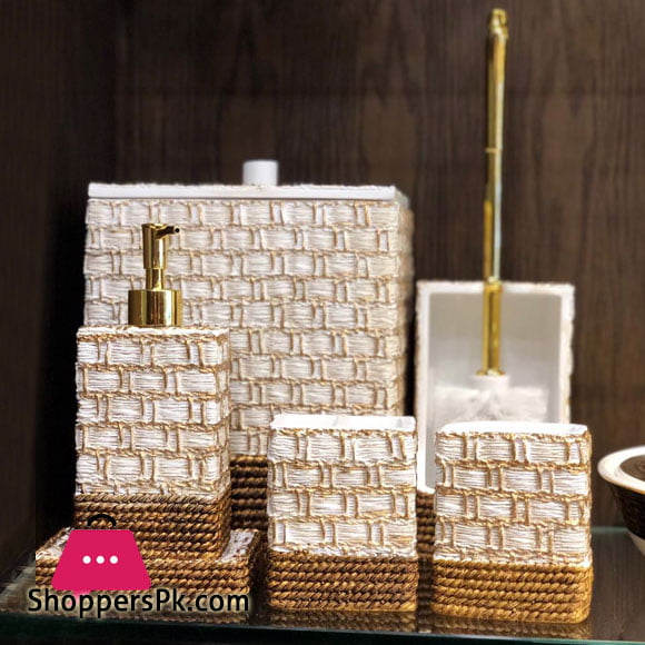 Icon Bathroom Accessories Set 6 Pcs Resin Material