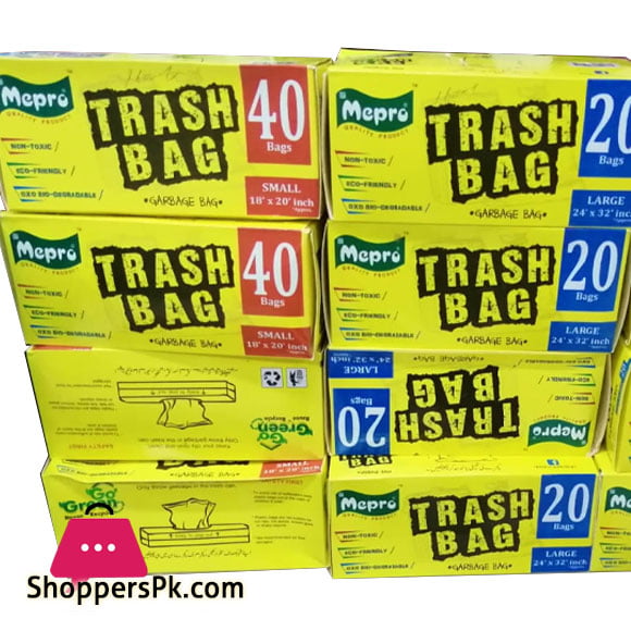 Mepro Trash Bag Garbage Bag 40 Bags Large ( 24 x 32 ) Inch