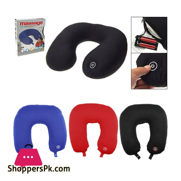 Vibrating Microbead Neck Massage Cushion For Home Office Travel Pillow