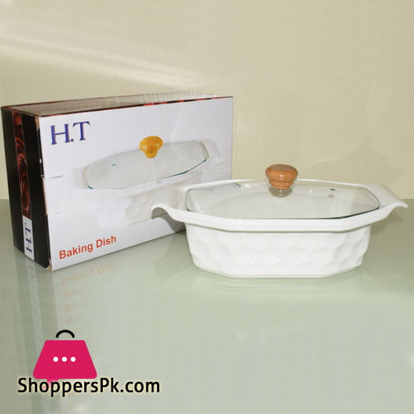 Solecasa Serving Bowl With Glass Lid - Heat Resistant - Ceramic