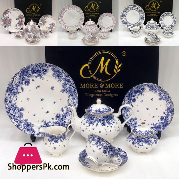 Vintage 24 Pieces Tea Set Half Gold Design Bone China 669-2
