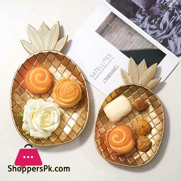 Wooden Gold Pineapple Shape Snack Fruit Tray Bowl Home Decor 12 Inch