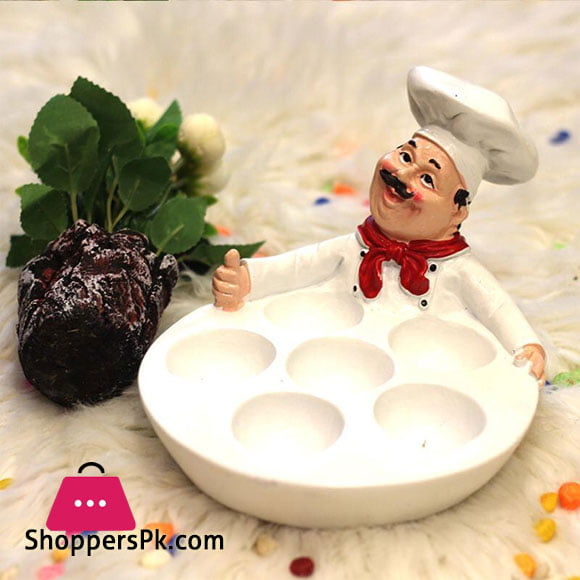 Chef Holding Egg Tray Figurines Table Kitchen Restaurant Shop Decoration