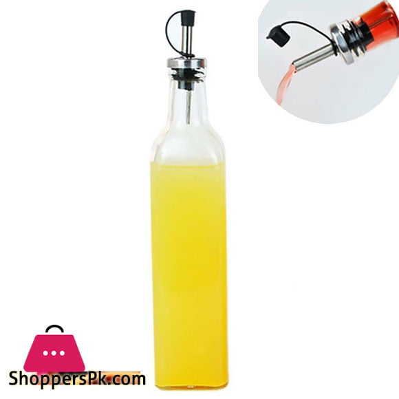 Transparent Oil Vinegar Cruet Oil Glass Bottle with Sealed Cap 500ml