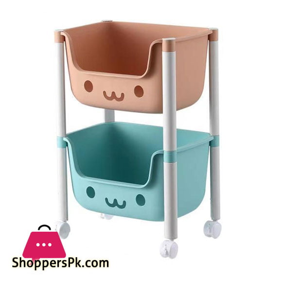 2 layers Kids Toy Organizer Baskets with Wheels Large Kids Toys Chest Storage Bins