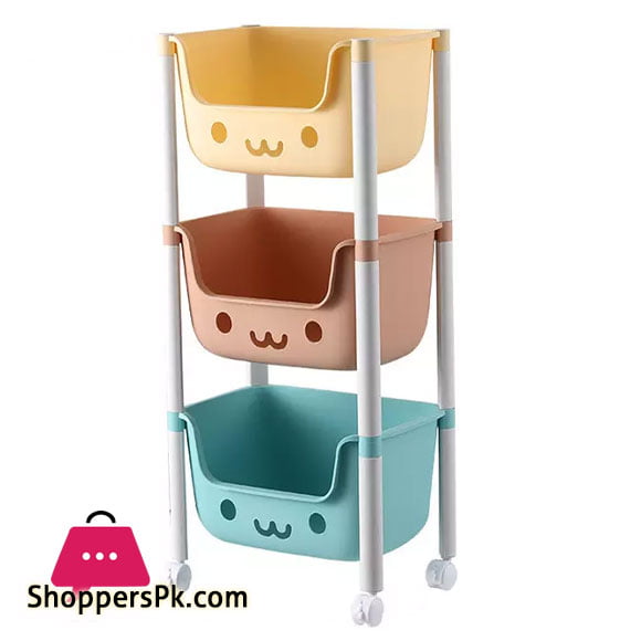 3 layers Kids Toy Organizer Baskets with Wheels Large Kids Toys Chest Storage Bins