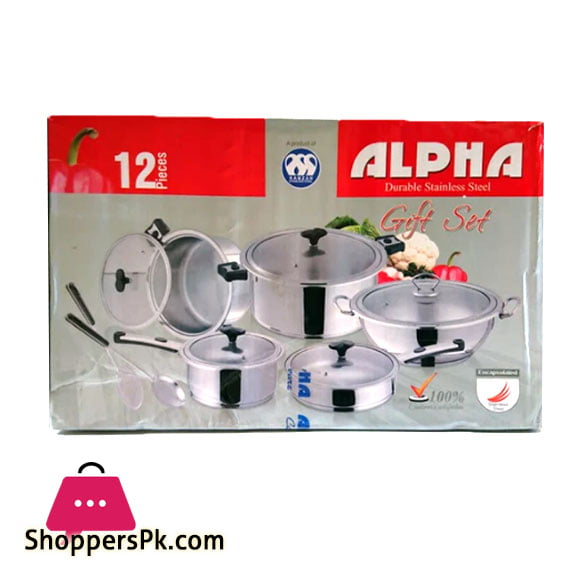 Alpha Stainless Steel 12-Piece Premium Cookware Gift Set