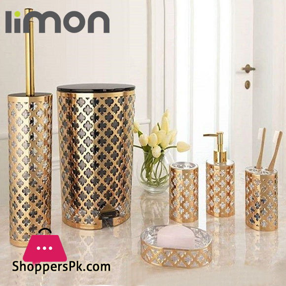 Limon 6 Pieces Bathroom Accessories Set Gold