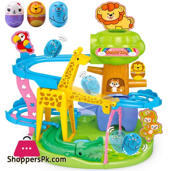 Roly-Poly Ball Drop, Baby Toddler Activities STEM Educational Games Building Toys, Animal Track Marble Run